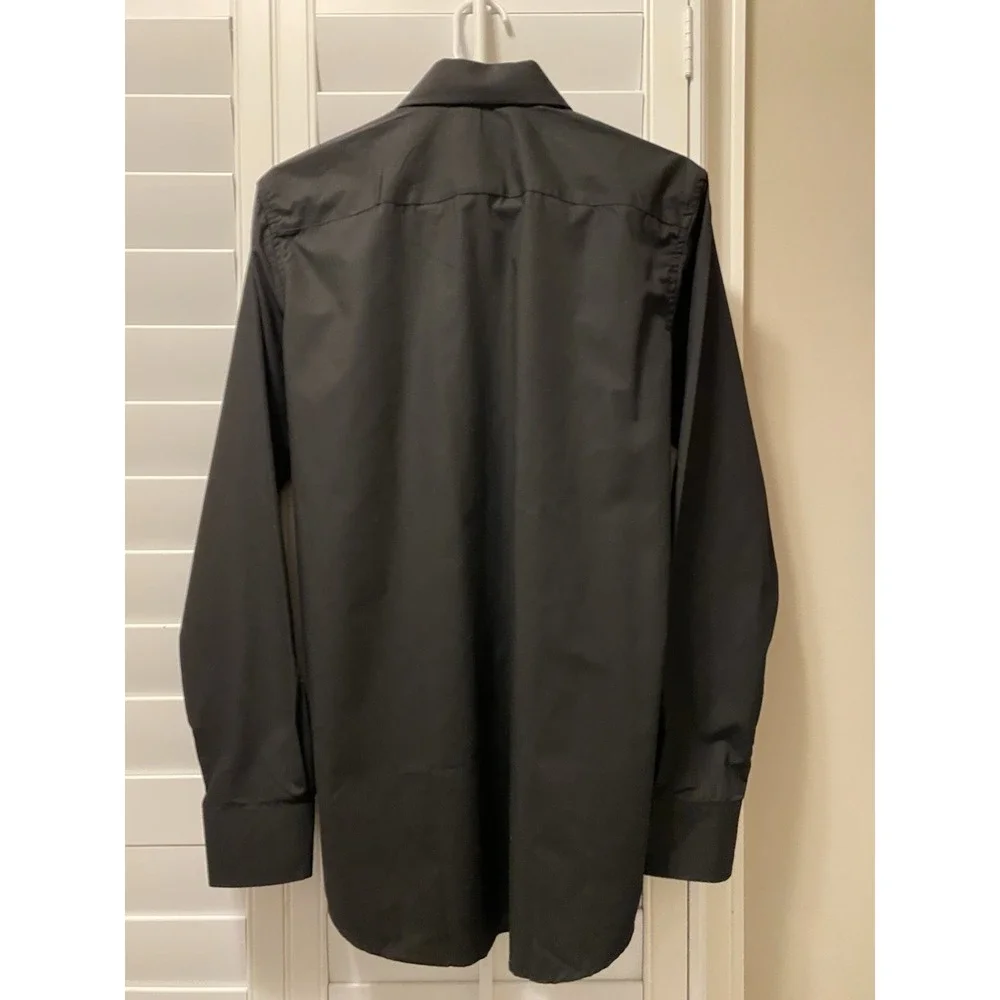 Omega Italy Shirt‎ Mens Black Long Sleeve Collared Cotton Blend Button Up Medium - Picture 2 of 5